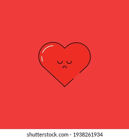 Cute Illustration of sad heart. modern simple heart vector icon, flat graphic symbol in trendy flat design style.