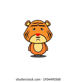 cute illustration of sad tiger