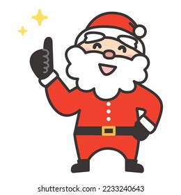 A cute illustration of Santa Claus doing a thumbs-up with a smile Nice!
