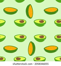 cute illustration seamless pattern with mango and avocado. for fabric, wrapping, textile, wallpaper, apparel. Vector illustration