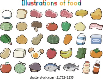 Cute illustration set of food