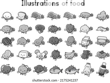 Cute illustration set of food