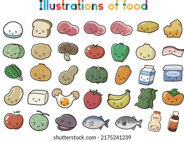 Cute illustration set of food
