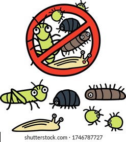 Cute illustration set of insects that harm gardens