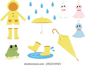 Cute illustration set for June rainy season
