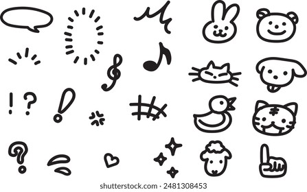 Cute illustration set of loose line drawings