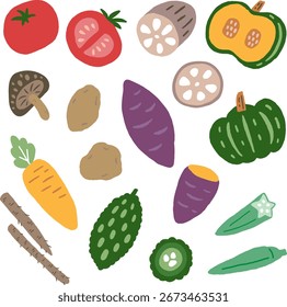 Cute illustration set of various vegetables