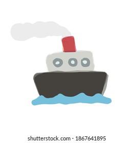 Cute Illustration of Ship; Doodle style icon, Hand drawn vector illustration like watercolor