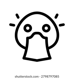 A cute illustration of a shocked face with a surprised expression on a white background