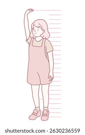 A cute illustration shows a child measuring their height with an arm outstretched, symbolizing joyful growth