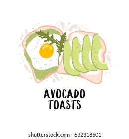 cute illustration of simple avocado toasts breakfast on white background. can be used for cards and posters or other your designs ideas svg
