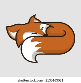 ilustración linda simple somnoliento zorro editable y fácil mascota