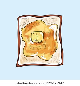 cute illustration of simple toast breakfast.