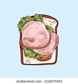 cute illustration of simple toast breakfast.
