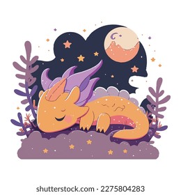 CUTE ILLUSTRATION OF SLEEPING DRAGON