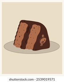  Cute Illustration with Slice Cake at Chocolate Cream Taste