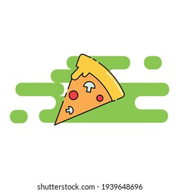 Cute Illustration of a slice of pizza. modern simple food vector icon, flat graphic symbol in trendy flat design style.