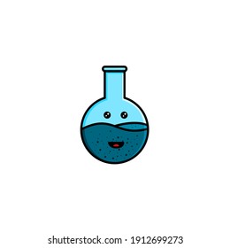 cute illustration of smile boilling flask