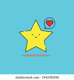 Cute Illustration of smile star with love icon. modern simple vector icon, flat graphic symbol in trendy flat design style, children wallpaper cartoon set.