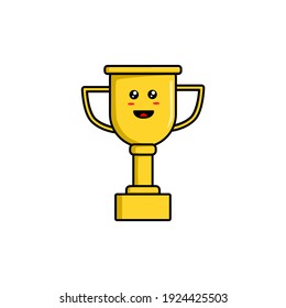 cute illustration of smile trophy