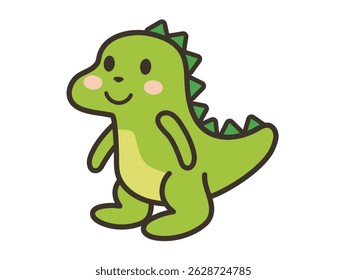A cute illustration of a smiling dinosaur