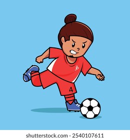 Linda ilustración Jugador de fútbol preparándose para patear la pelota