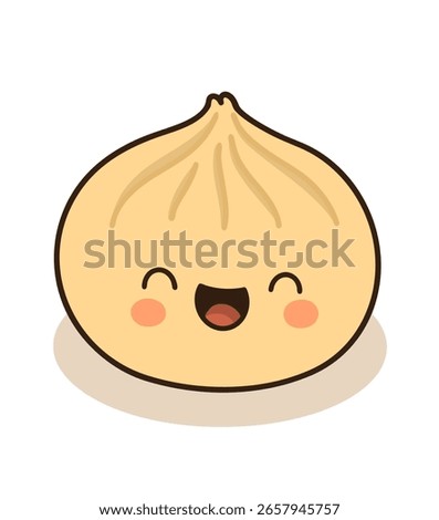 Cute illustration of steamed dim sum, a traditional Asian dumpling. Perfect for food-related projects, especially Asian cuisine or kids’ food content.