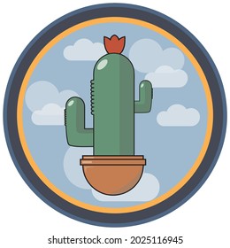 Cute illustration of succulent cactus plant