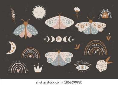 cute illustration. Sun and moon. space children's world. print interior poster. good dreams, baby bedroom