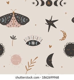 cute illustration. Sun and moon. space children's world. print interior poster. good dreams, baby bedroom