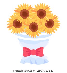 A cute illustration of cute sunflower bucket