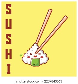 cute illustration of sushi and chopsticks
