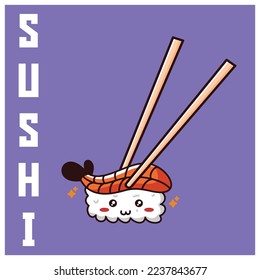 cute illustration of sushi and chopsticks