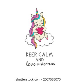 Cute illustration with sweet unicorn. can be use templates for greeting cards (birthday, Valentine, anniversary), posters, invitations (wedding, baby shower, engagement, birthday party)