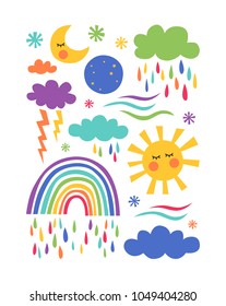 Cute illustration of the symbols of the weather