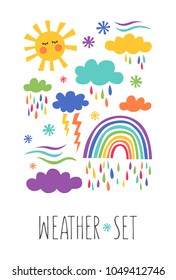 Cute illustration of the symbols of the weather