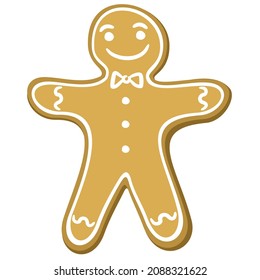Cute illustration of tasty gingerbread man. Traditional Christmas sweet food.