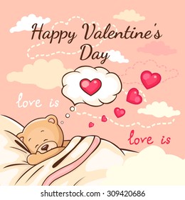 Cute illustration of teddy bear. Use for greeting cards. Vector illustration.