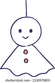 A cute illustration of Teru Teru Bozu. It is a magical goods that wishes for the sunny weather.