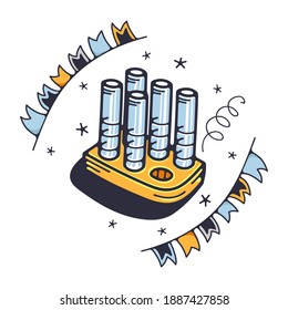 Cute illustration with test tubes. Isolated on a white background. Vector doodle illustrations.