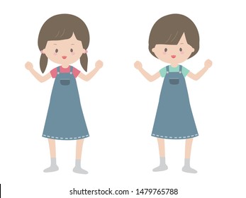 
It is a cute illustration that a girl is cheering for.