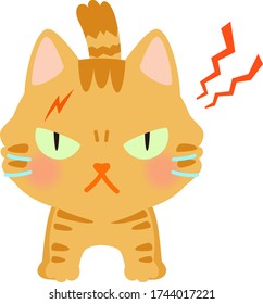 Cute illustration of a threatening stray cat