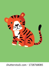 cute illustration of Tiger portrait 