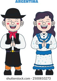 cute illustration of traditional Argentine clothing.