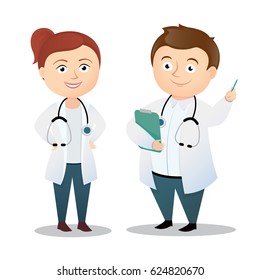Cute illustration of two doctors
