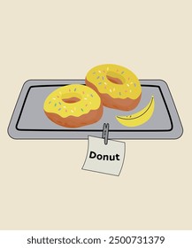  Cute Illustration With Two Donuts At Banana Taste