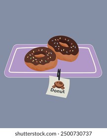 Cute Illustration With Two Donuts At Chocolate Taste