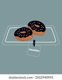 Cute Illustration With Two Donuts At Halloween
