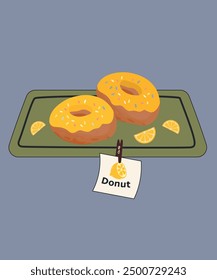 Cute Illustration With Two Donuts At Lemon Taste