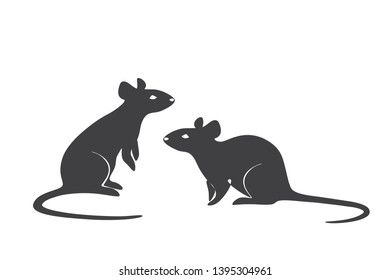 a cute illustration of two mice. continuous line art.